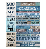 To My Beautiful Grandson Smile More Worry Less Laugh Love Live Believe Yourself I Love You Grandma Gift Fleece Sherpa Mink Blanket