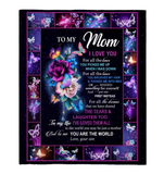 To My Mom I Love You Are My World Butterfly Mother's Day Gift From Son Fleece Blanket