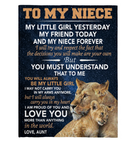 To My Niece Little Girl Friend Proud Of You Love Gift From Aunt Lion Fleece Sherpa Mink Blanket