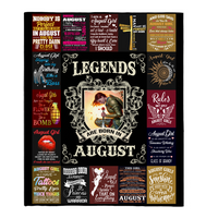 Legends Are Born In August Warrior Girl Birthday Gift Black Fleece Blanket A