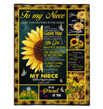 To My Niece I Love You So Kind Caring Proud Sunflower Gift From Aunt Fleece Sherpa Mink Blanket