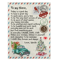 To My Niece Good Great Day Laugh Love Live Smile More Worry Less I Love You Gift From Uncle Letter Envelope Christmas Xmas Fleece Sherpa Mink Blanket