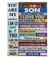 To My Son Never Forget That I Love You Never Give Up Believe In Yourself Gift From Dad Fleece Sherpa Mink Blanket