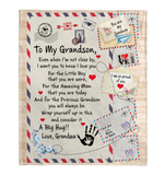 To My Grandson Grandma Love You Wrap Yourself Up A Big Hug Letter Envelope Fleece Sherpa Mink Blanket