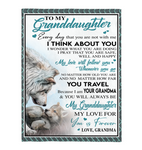 To My Granddaughter Grandma Love You Forever Wolf White Fleece Sherpa Mink Blanket