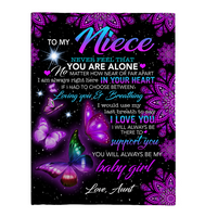 To My Niece Never Feel Alone I Love Support You Butterfly Mandala Gift From Aunt Fleece Sherpa Mink Blanket