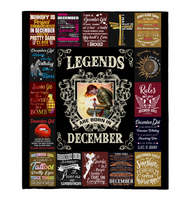 Legends Are Born In December Warrior Girl Birthday Gift Black Fleece Blanket A