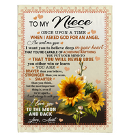 To My Niece Angel Braver Stronger Smarter I Love You Sunflower Gift From Aunt Fleece Sherpa Mink Blanket