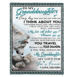 To My Granddaughter Grandpa Love You Forever Wolf White Fleece Sherpa Mink Blanket