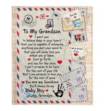 To My Grandson Believe You Capable Achieving My Sunshine Love Baby Boy Grandpa Gift Letter Envelope Fleece Sherpa Mink Blanket