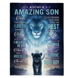 To My Amazing Son Never Forget I Love You Baby Boy Believe Yourself Dad Lion Fleece Sherpa Mink Blanket