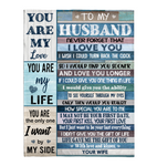 To My Husband Never Forget I Love You Want Be Your Last Everything Gift From Wife Fleece Sherpa Mink Blanket