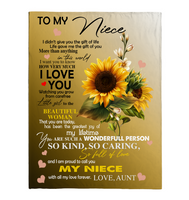 To My Niece I Love You Proud A Wonderful Person Kind Caring Sunflower Gift From Aunt Fleece Sherpa Mink Blanket