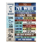 To My Wife I Love You More Than Bad Days Ahead Us Obstacle The Most My Life Gift From Husband Fleece Sherpa Mink Blanket