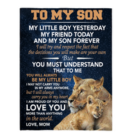 To My Son Little Boy Friend Proud Of You Love Gift From Mom Lion Fleece Sherpa Mink Blanket