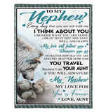 To My Nephew Aunt Love You Forever Wolf White Fleece Sherpa Mink Blanket