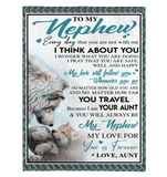 To My Nephew Aunt Love You Forever Wolf White Fleece Sherpa Mink Blanket