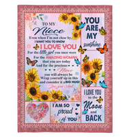 To My Niece I Love Proud You Sunshine Wrap Yourself Up Big Hug Gift From Aunt Butterfly Sunflower Fleece Sherpa Mink Blanket