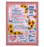 To My Niece I Love Proud You Sunshine Wrap Yourself Up Big Hug Gift From Aunt Butterfly Sunflower Fleece Sherpa Mink Blanket