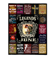 Legends Are Born In June Warrior Girl Birthday Gift Black Fleece Blanket A