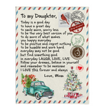 To My Daughter Good Great Day Laugh Love Live Smile More Worry Less I Love You Gift From Mom Letter Envelope Christmas Xmas Fleece Sherpa Mink Blanket