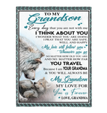 To My Grandson Grandma Love You Forever Wolf White Fleece Sherpa Mink Blanket