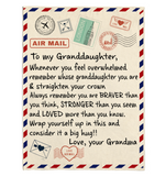 To My Granddaughter You Braver Stronger Loved Than Think Seem Know Big Hug Love Gift From Grandma Letter Envelope Fleece Sherpa Mink Blanket