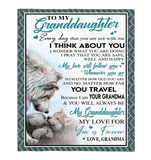 To My Granddaughter Grandma Love You Forever Wolf White Fleece Sherpa Mink Blanket