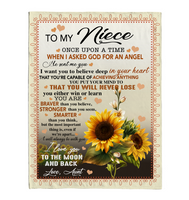 To My Niece Angel Braver Stronger Smarter I Love You Sunflower Gift From Aunt Fleece Sherpa Mink Blanket