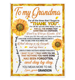 To My Grandma Thank You You Are My Sunshine Sunflower I Love You Mother's Day Gift From Grandson Fleece Sherpa Mink Blanket A