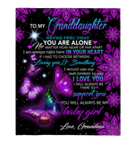 To My Granddaughter Never Feel Alone I Love Support You Butterfly Mandala Gift From Grandma Fleece Sherpa Mink Blanket