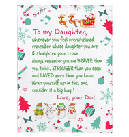 To My Daughter Straighten Crown Braver Stronger Wrap yourself Up Big Hug Christmas Xmas Gift From Dad Fleece Sherpa Mink Blanket