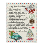 To My Granddaughter Good Great Day Laugh Love Live Smile More Worry Less I Love You Gift From Grandma Letter Envelope Christmas Xmas Fleece Sherpa Mink Blanket