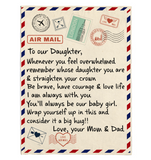 To Our Daughter Be Brave Have Courage Love Life Wrap Yourself Up Big Hug Gift From Dad Mom Letter Envelope Fleece Sherpa Mink Blanket