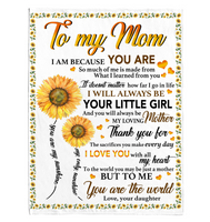 To My Mom I Love You Blankets Gift From Daughter Sunflower White Plush Fleece Blanket A