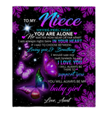 To My Niece Never Feel Alone I Love Support You Butterfly Mandala Gift From Aunt Fleece Sherpa Mink Blanket