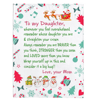 To My Daughter Straighten Crown Braver Stronger Wrap yourself Up Big Hug Christmas Xmas Gift From Mom Fleece Sherpa Mink Blanket