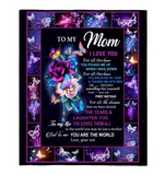 To My Mom I Love You Are My World Butterfly Mother's Day Gift From Son Fleece Blanket