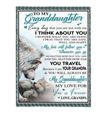 To My Granddaughter Grandpa Love You Forever Wolf White Fleece Sherpa Mink Blanket