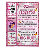 To My Niece I Love You Wrap Yourself Up Consider It Big Hug Butterfly Roses Gift From Aunt Fleece Sherpa Mink Blanket