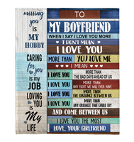 To My Boyfriend I Love You More Than Bad Days Ahead Us Obstacle The Most My Life Gift From Girlfriend Fleece Sherpa Mink Blanket