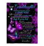 To My Granddaughter I Love You Be Brave Bold Beautiful Butterfly Mandala Gift From Grandma Fleece Sherpa Mink Blanket