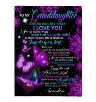 To My Granddaughter I Love You Be Brave Bold Beautiful Butterfly Mandala Gift From Grandma Fleece Sherpa Mink Blanket