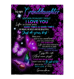 To My Granddaughter I Love You Be Brave Bold Beautiful Butterfly Mandala Gift From Grandma Fleece Sherpa Mink Blanket