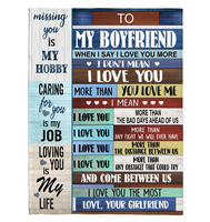 To My Boyfriend I Love You More Than Bad Days Ahead Us Obstacle The Most My Life Gift From Girlfriend Fleece Sherpa Mink Blanket