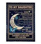 To My Daughter Straighten Crown Braver Stronger Loved Wrap Yourself Up Big Hug Butterfly I Love You Gift From Mom Fleece Sherpa Mink Blanket