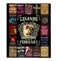 Legends Are Born In February Warrior Girl Birthday Gift Black Fleece Blanket A