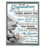 To My Grandson Grandpa Love You Forever Wolf White Fleece Sherpa Mink Blanket
