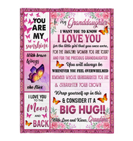 To My Granddaughter I Love You Wrap Yourself Up Consider It Big Hug Butterfly Roses Gift From Grandma Fleece Sherpa Mink Blanket