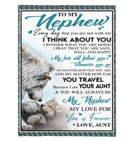 To My Nephew Aunt Love You Forever Wolf White Fleece Sherpa Mink Blanket